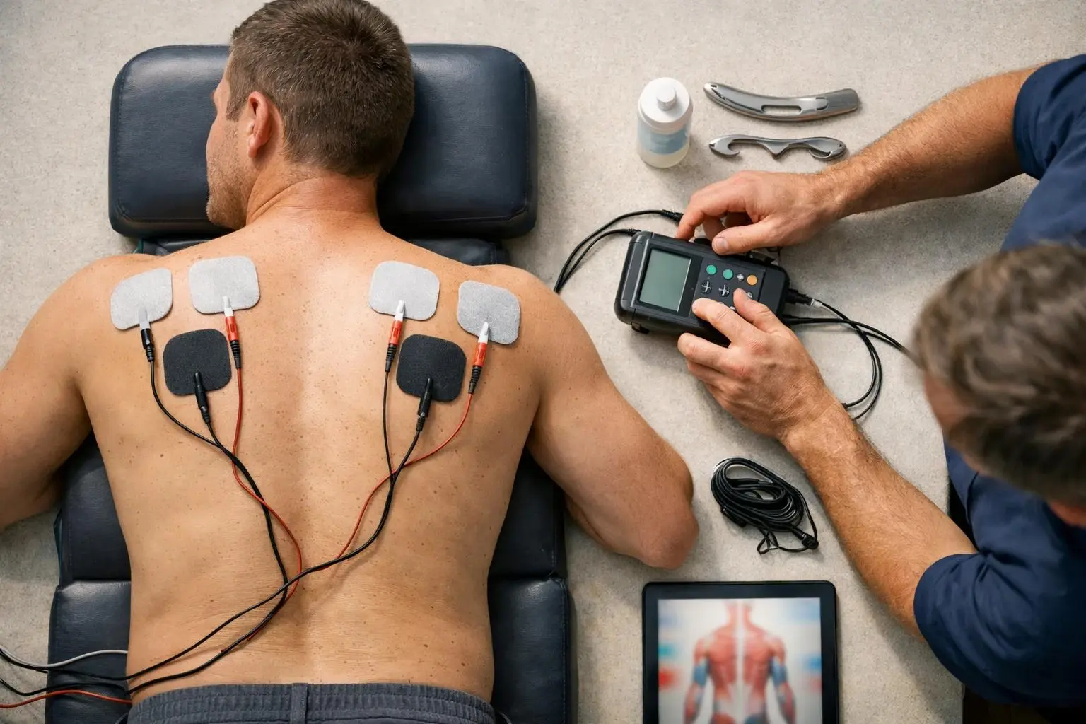 Electrical Muscle Stimulation in Chiropractor: Electrical Muscle Stimulation is a therapeutic technique that uses controll...