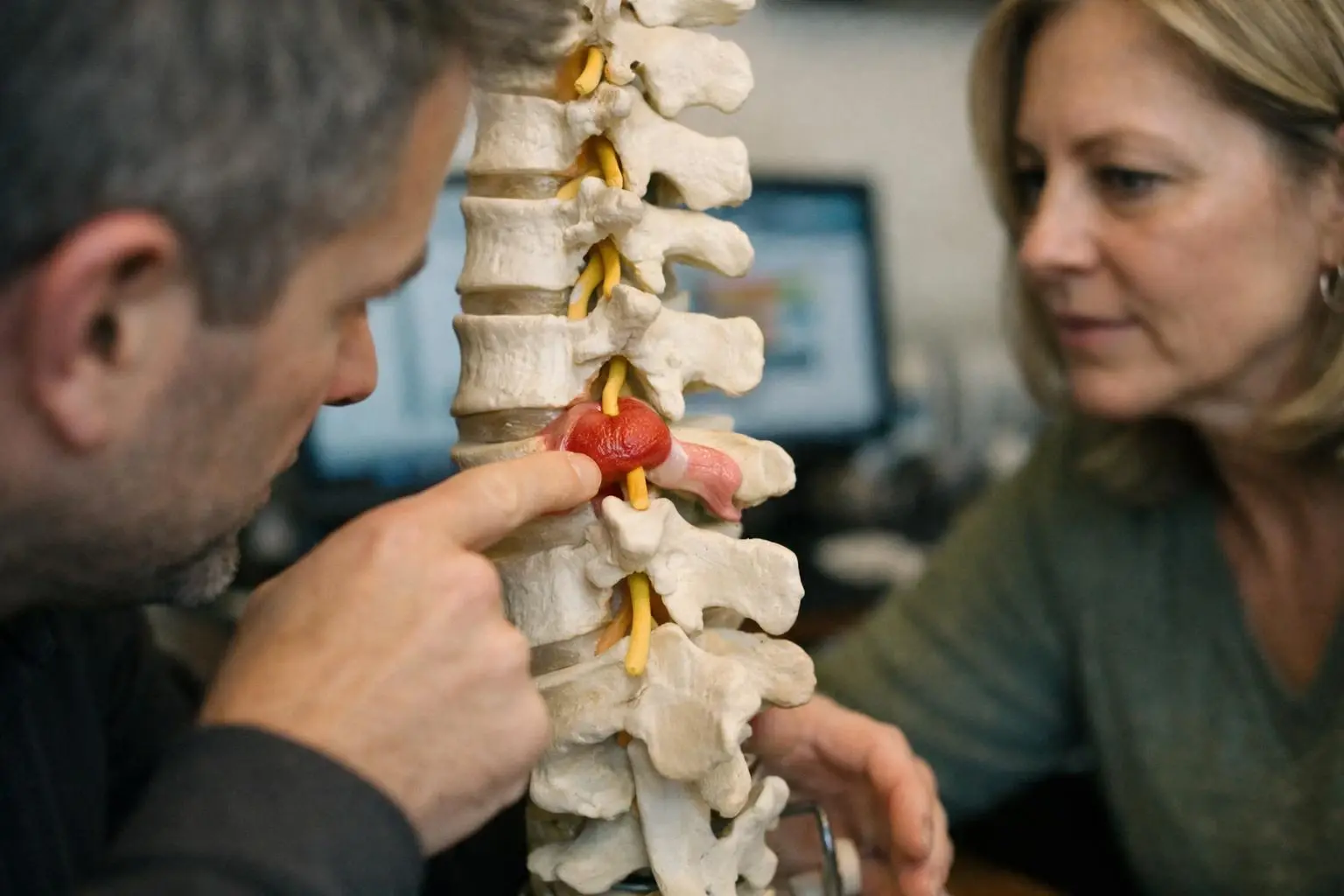 Pinched Nerve in Chiropractor: Pinched Nerve is a condition where surrounding tissues, such as bones, cartilage—visual g...